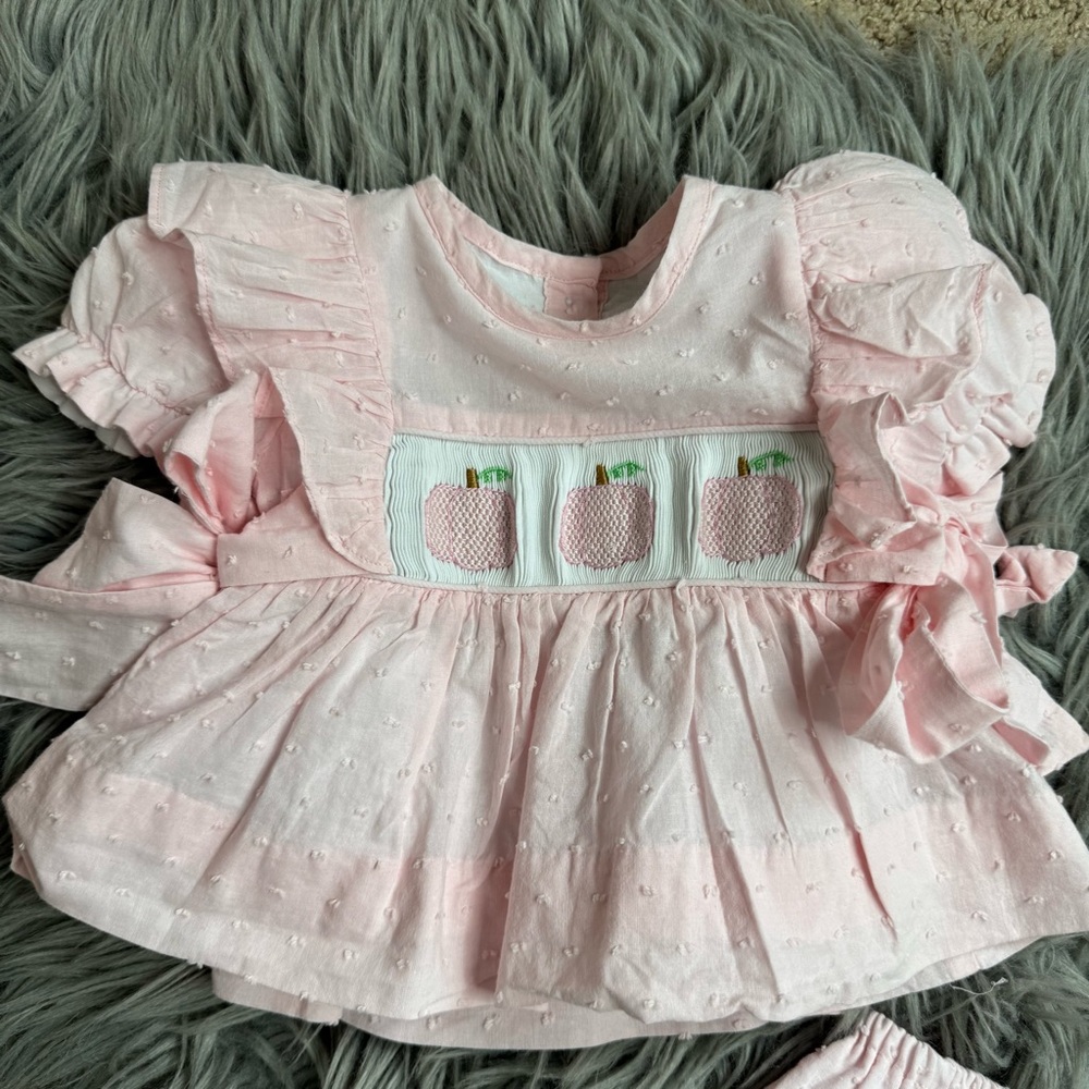 Cecil & Lou Pink Swiss dot matching baby girl set - Picture 2 of 5